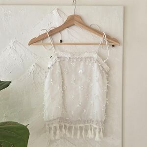 White Lace Tassel Trim Cami